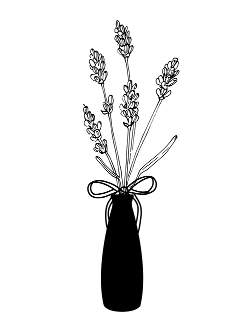 Black & White Floral in Vase - Set of 2